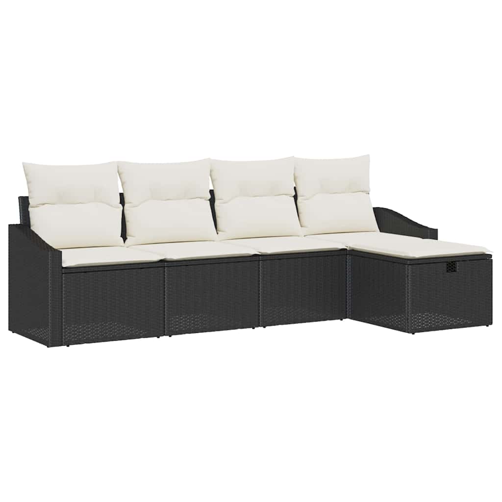 Garten-Sofa-Set 5 pcs Schwarz 233 x 117 x 85 cm Poly Rattan